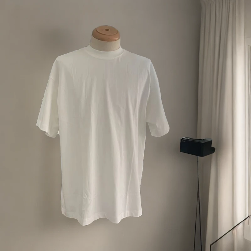 男女同款日常宽松版时尚短袖T恤圆领夏季休闲纯棉300g重磅白色T恤