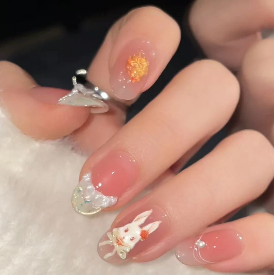 【乖乖兔】纯手工美甲10片装  轻奢气质