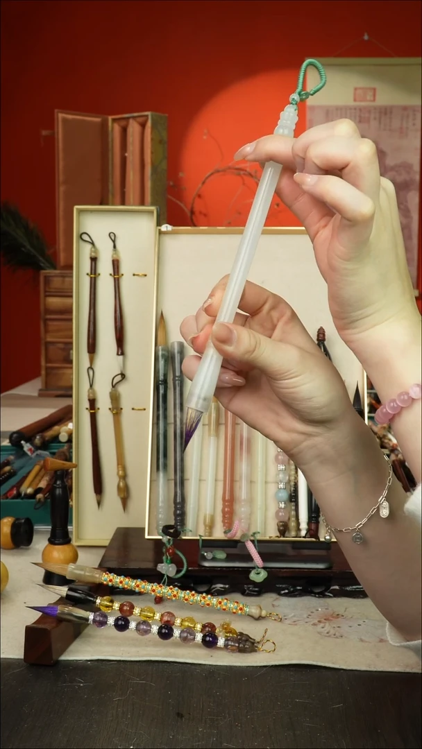 35号闪孤品高货毛笔链接 清水试笔 蘸墨不退