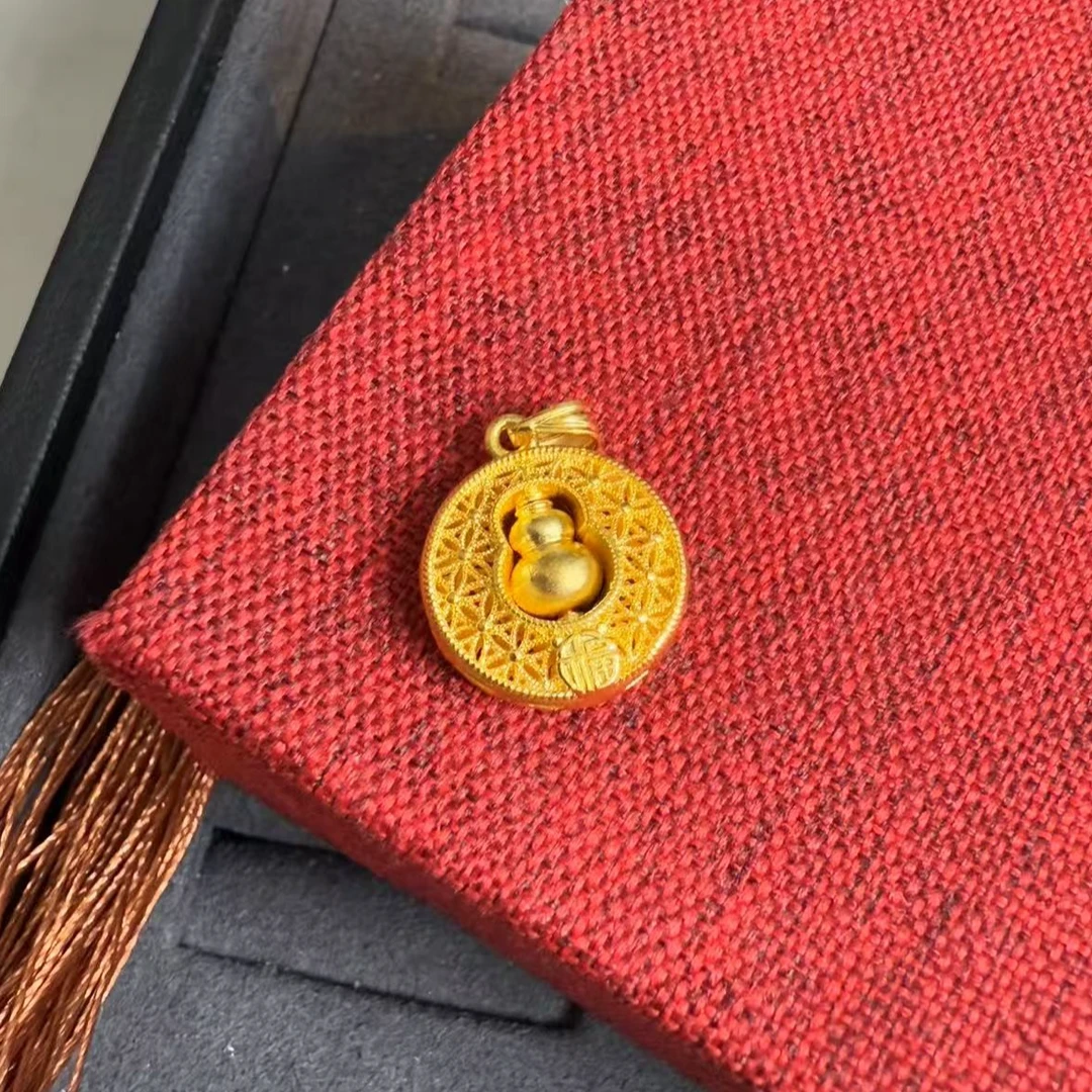 足金999纯黄金时来运转福字葫芦吊坠L