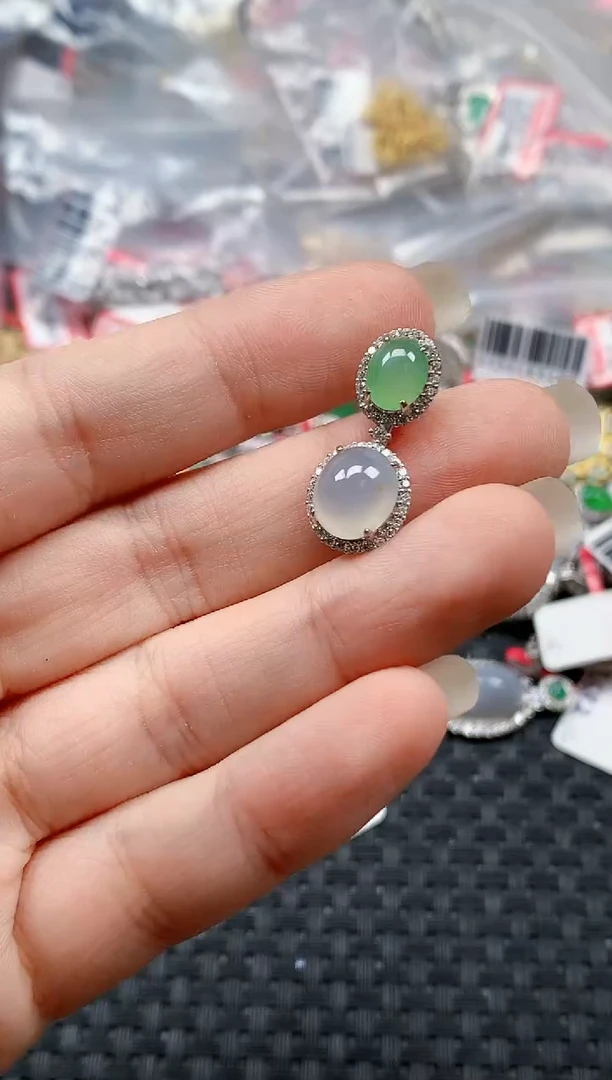 银S925镶嵌戒指翡翠天然A货缅甸翡翠