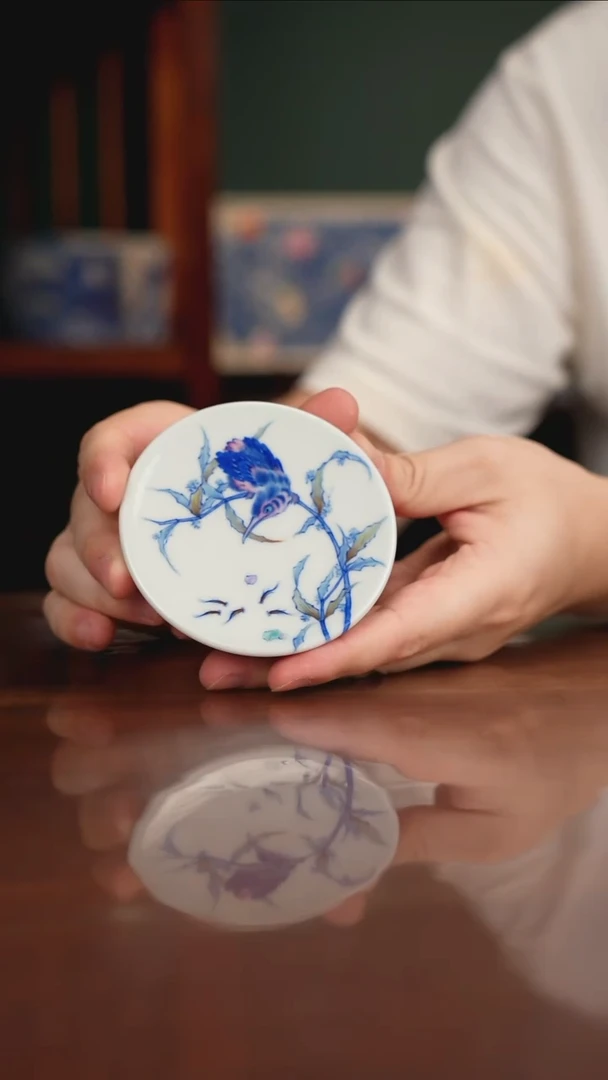 空山明月 青花斗彩