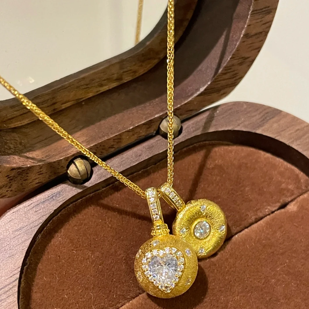 铜合金项链 2025法式复古爱心小甜豆项链女轻奢优雅时尚锁骨链