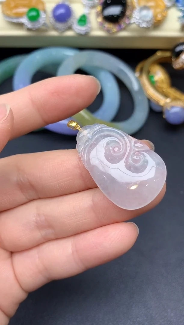 颈饰18K金镶嵌翡翠236-雪姐翡翠天天见