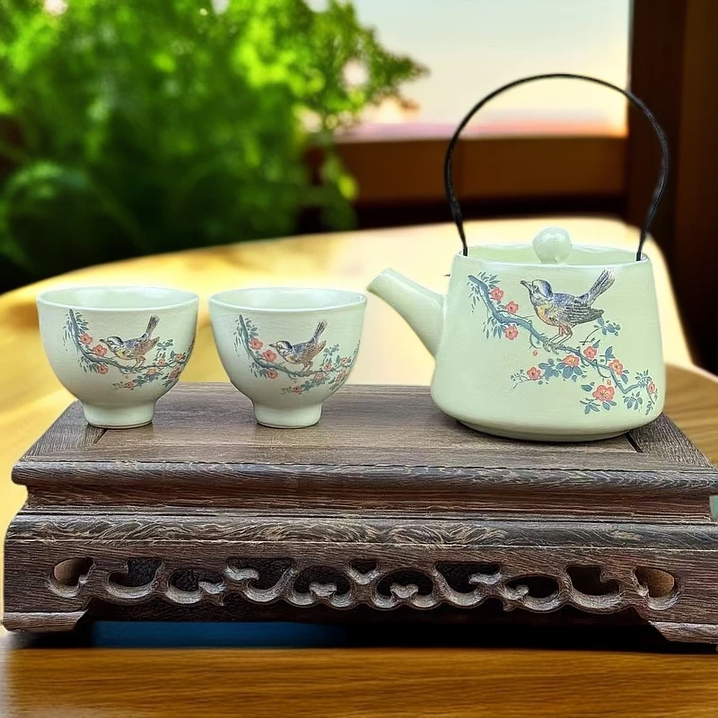 黄汝提梁喜上眉梢一壶两杯C15