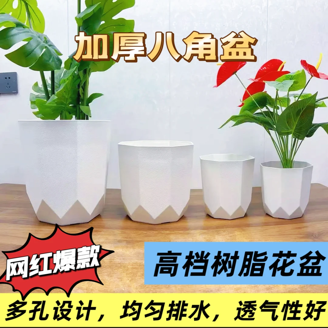 清仓捡漏八角多边形花盆中小大号加厚简约室内外龙血树幸福树专用