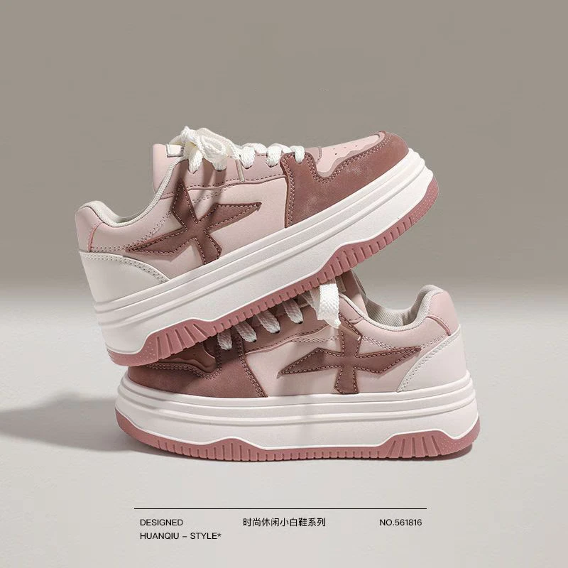 2025新款女鞋厚底小白鞋透气高颜值轻便运动百搭增高板鞋