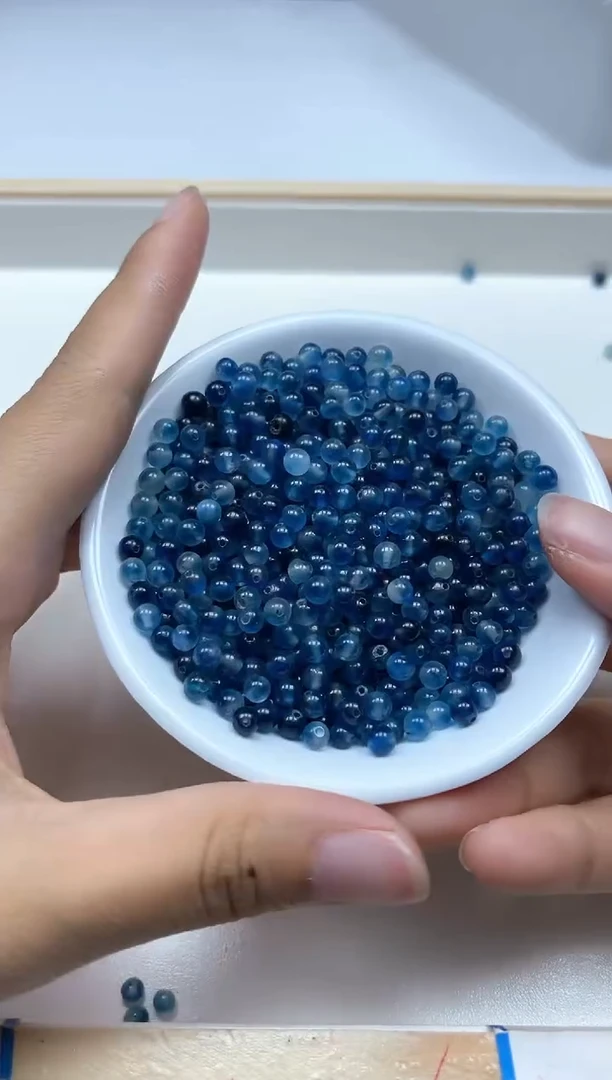 散珠未镶嵌碧玺A1577 蓝碧玺4mm100个8元