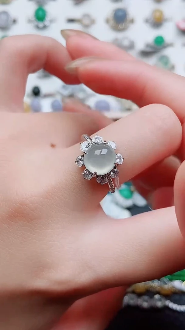 银S925镶嵌戒指翡翠206