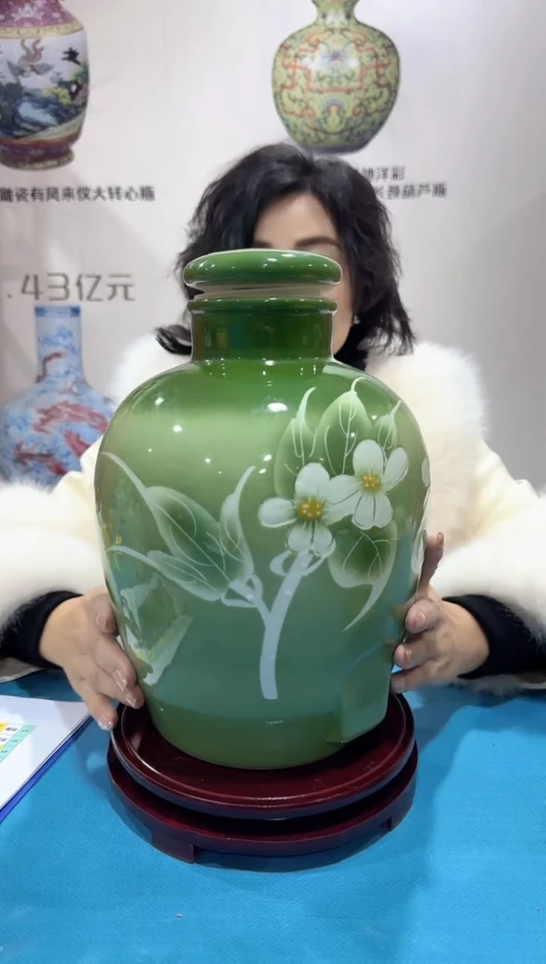 【闪购商品】瓷片10斤抹茶绿密封酒缸