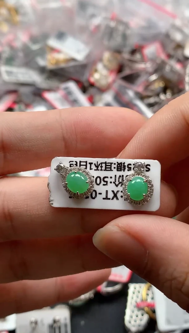 银S925镶嵌戒指翡翠天然A货缅甸翡翠