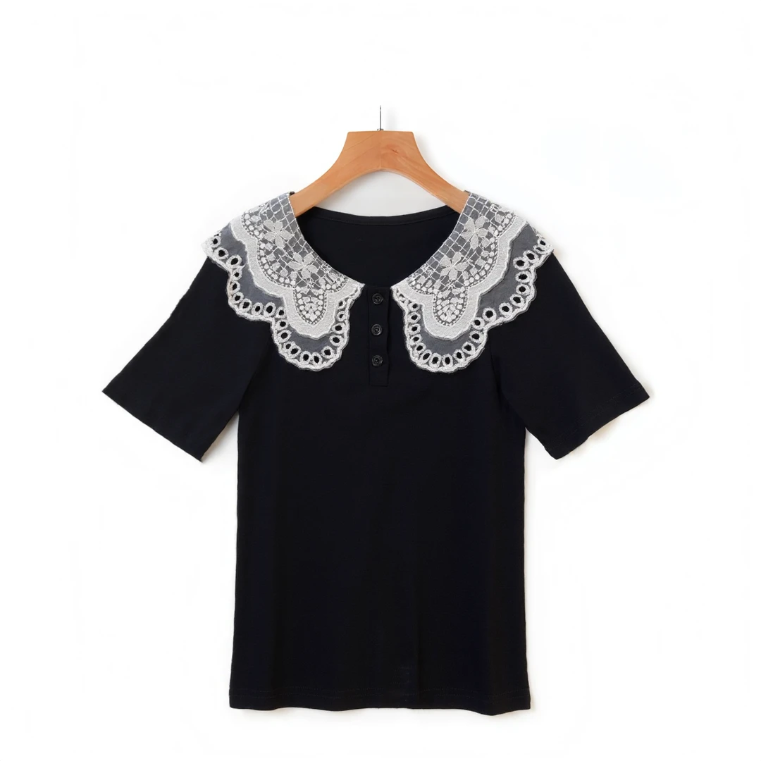 樊范儿2025新款娃娃领时尚百搭显瘦T恤女上衣-FE771