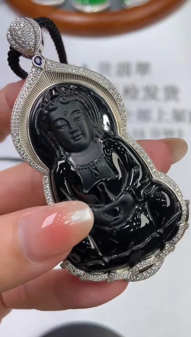 翡翠挂件银S925镶嵌2223544/观音/多样性一件发