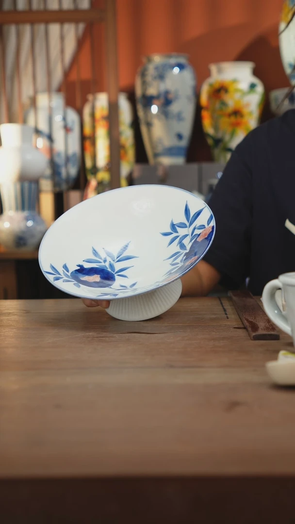 瓷片【简家甄选】景德镇设计师釉下手绘陶瓷餐具