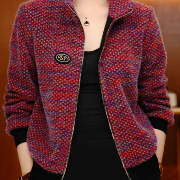 千鸟格-新款针织气质上衣外套百搭显瘦时尚舒适显气质