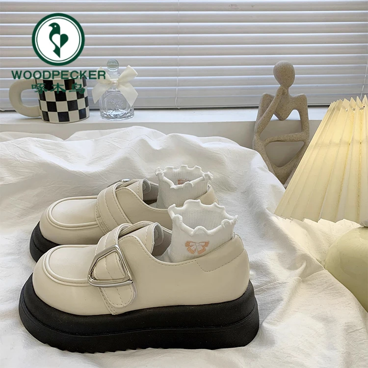 啄木鸟大头松糕厚底小皮鞋女2025春秋新款日系增高百搭玛丽珍单鞋