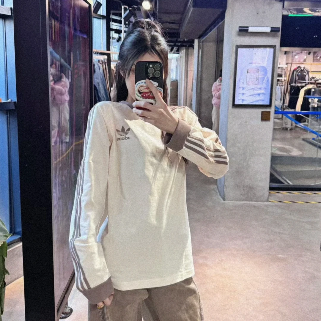 adidas/阿迪达斯复古穿搭纯棉运动修身时尚内搭长袖圆领T恤JN7022