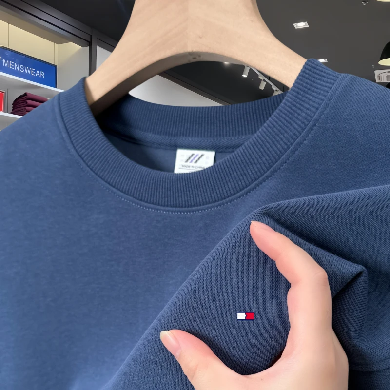 正品Tommy汤米100%纯棉卫衣长袖春秋时尚运动休闲百搭纯色圆领t恤