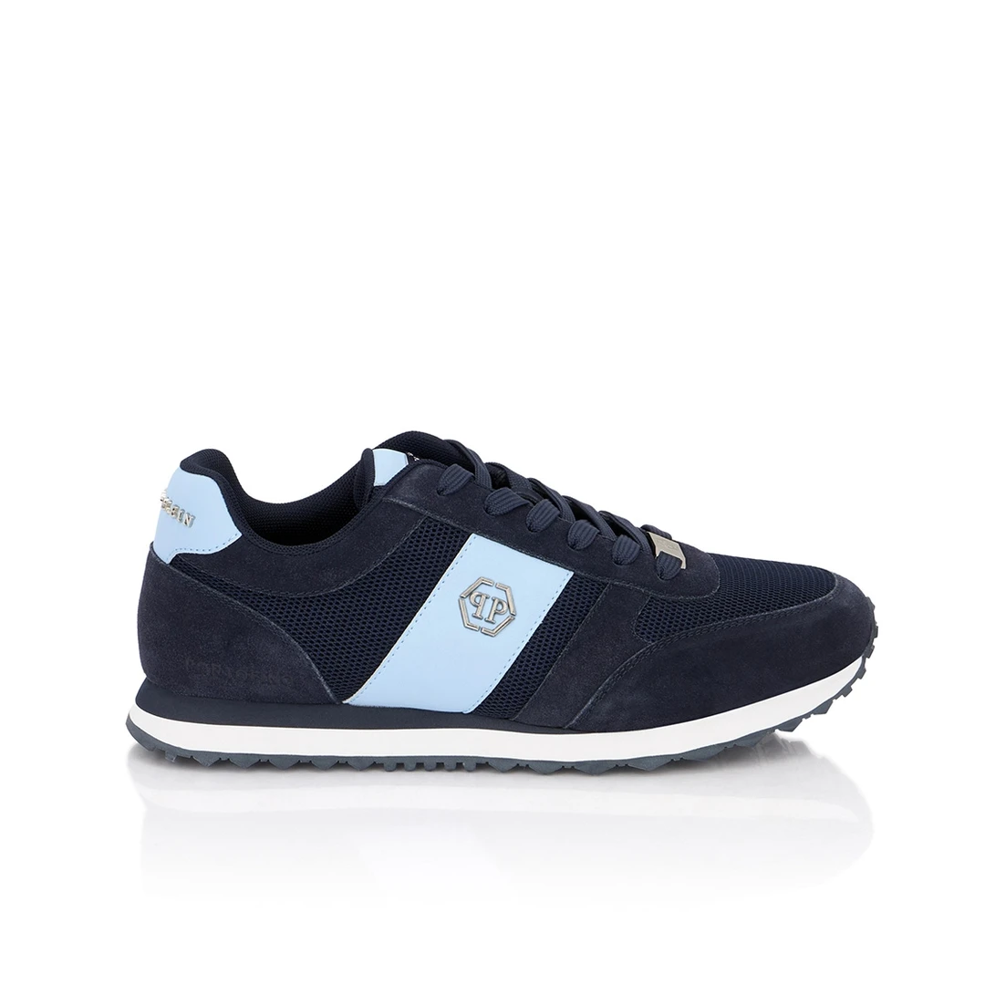 【新品4折】PHILIPP PLEIN2025年秋冬PP经典徽标皮革织物休闲运动鞋