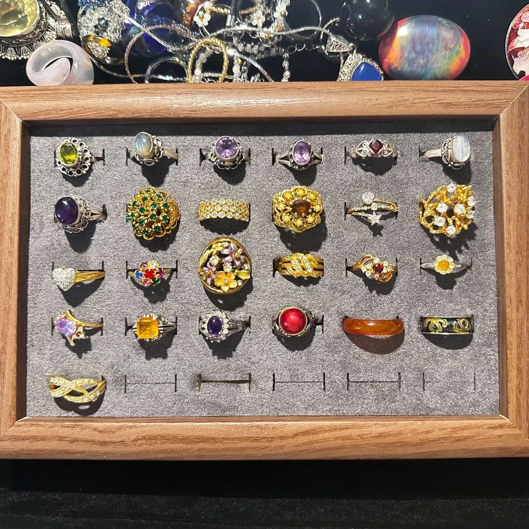 合金玻璃胸针 合金戒指 合金胸针中古时尚饰品