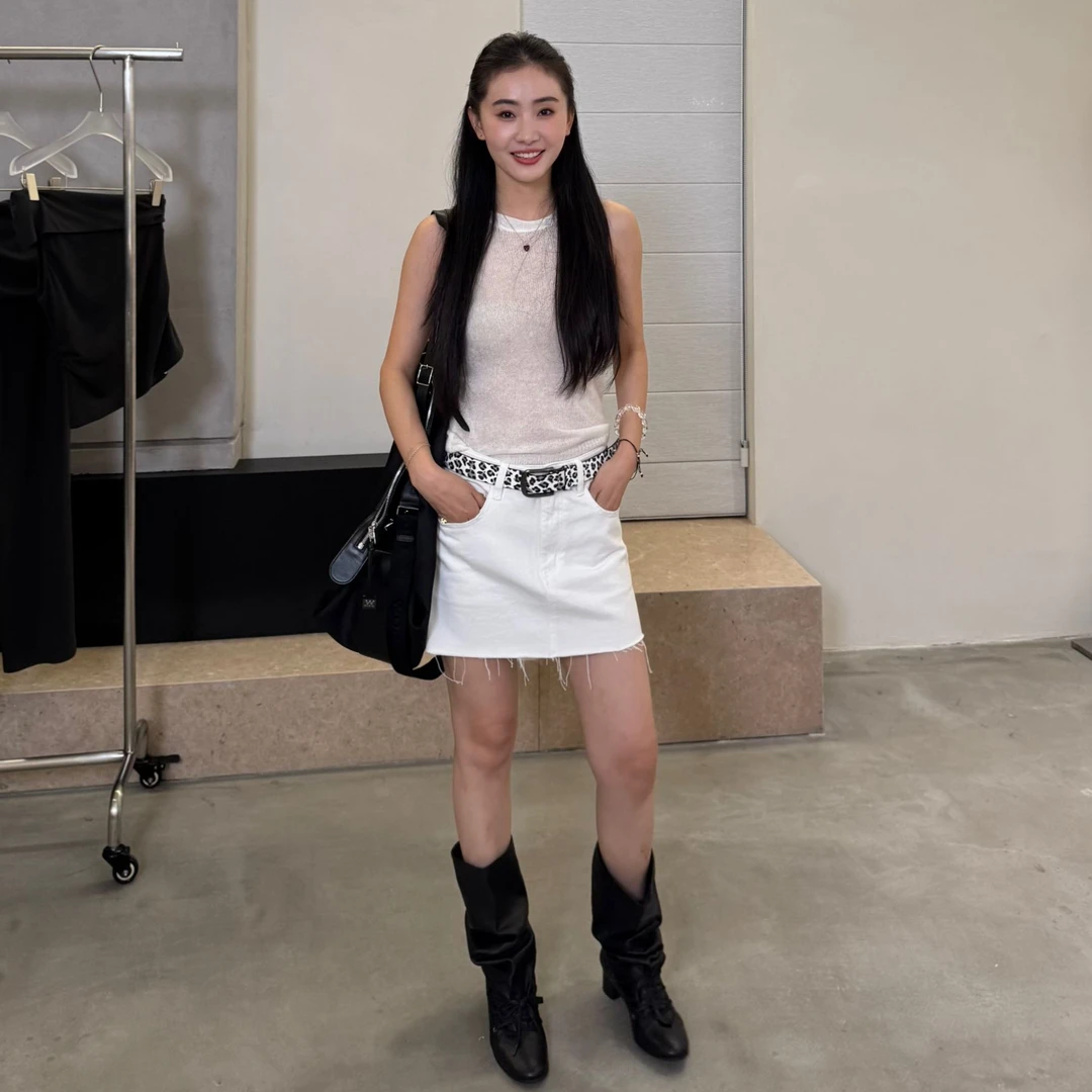 【清】逸语IN choose u笑笑家2025夏装韩版辣妹须边牛仔短裙女89697