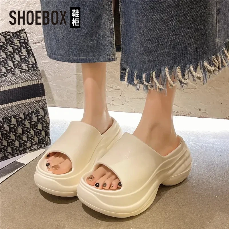SHOEBOX鞋柜厚底增高拖鞋女2025夏季外穿软底沙滩鞋户外凉拖鞋