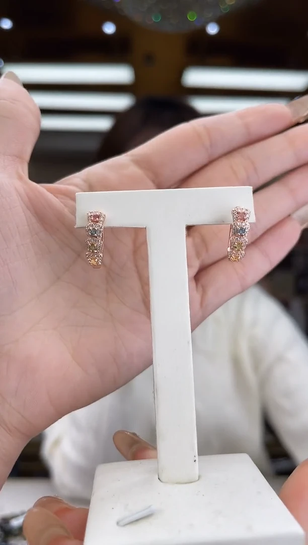 【闪购商品】碧玺/银S925镶嵌碧玺耳扣多样性发货63