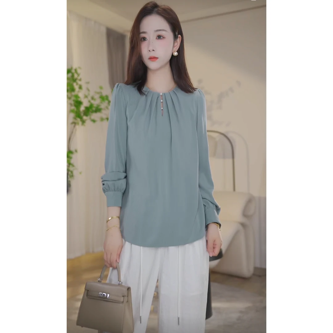 【杨杨专属】专柜衬衣衬衫女设计感小众气质宽松洋气8491031湖水绿