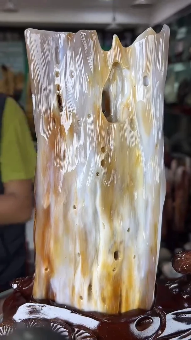 缅甸天然树化玉摆件