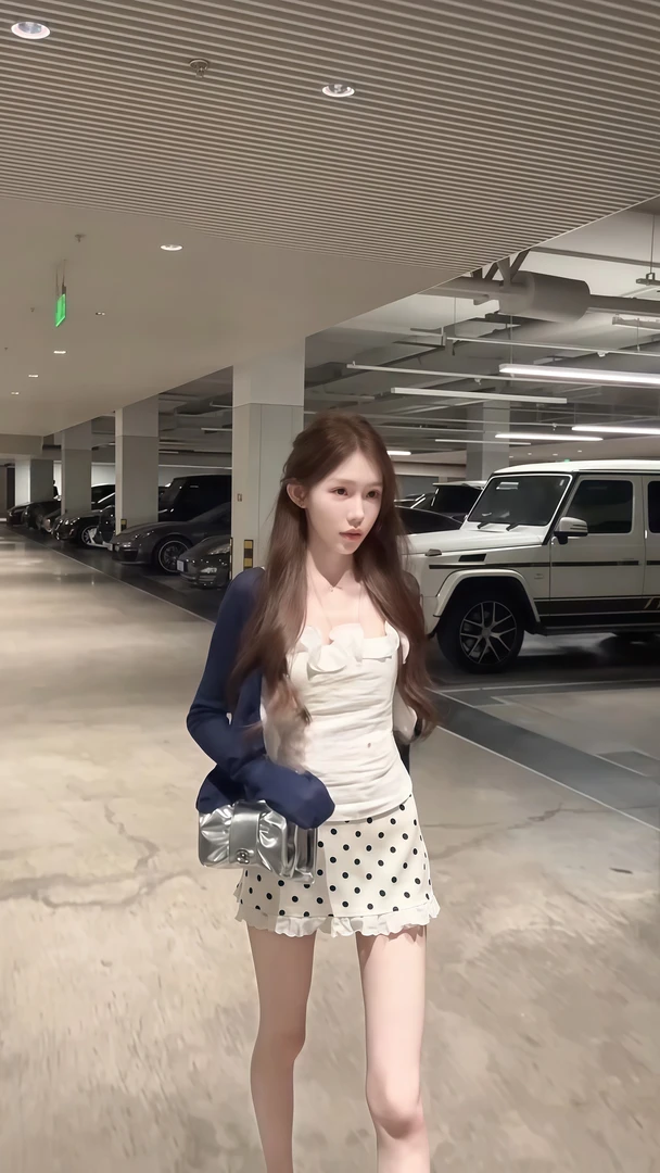 夏季新款设计感露肩修身针织上衣+开衫+高腰波点半身裙