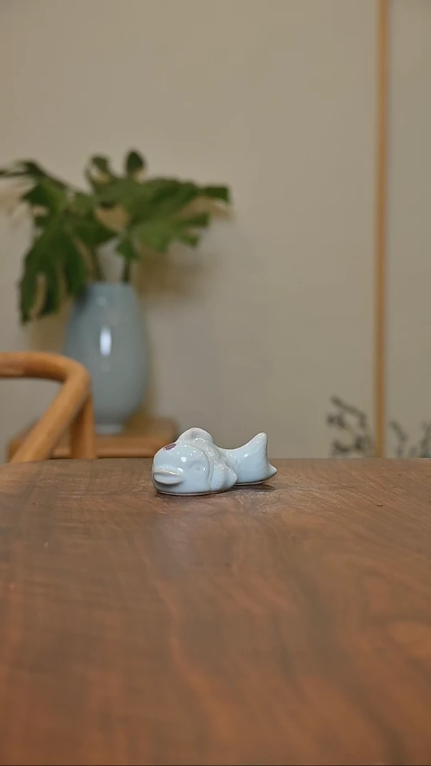 红点小锦鲤 天青 微瑕 朱家款