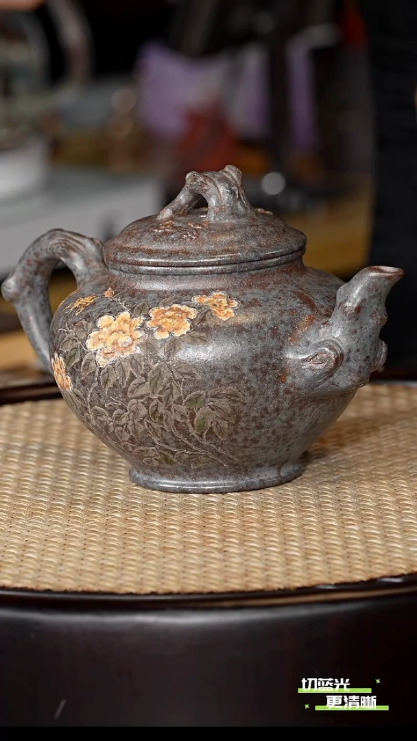 茶壶紫砂宜兴紫砂 tjx 古天青泥   梅报春 260cc