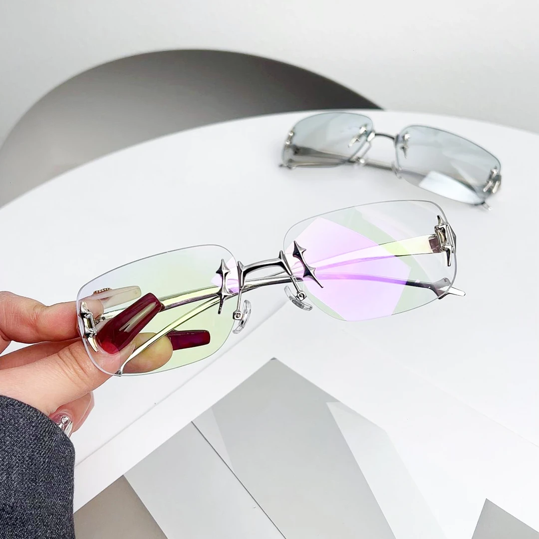 2025韩版jennie同款无框y2k千禧辣妹风墨镜女款潮时髦高级感街拍