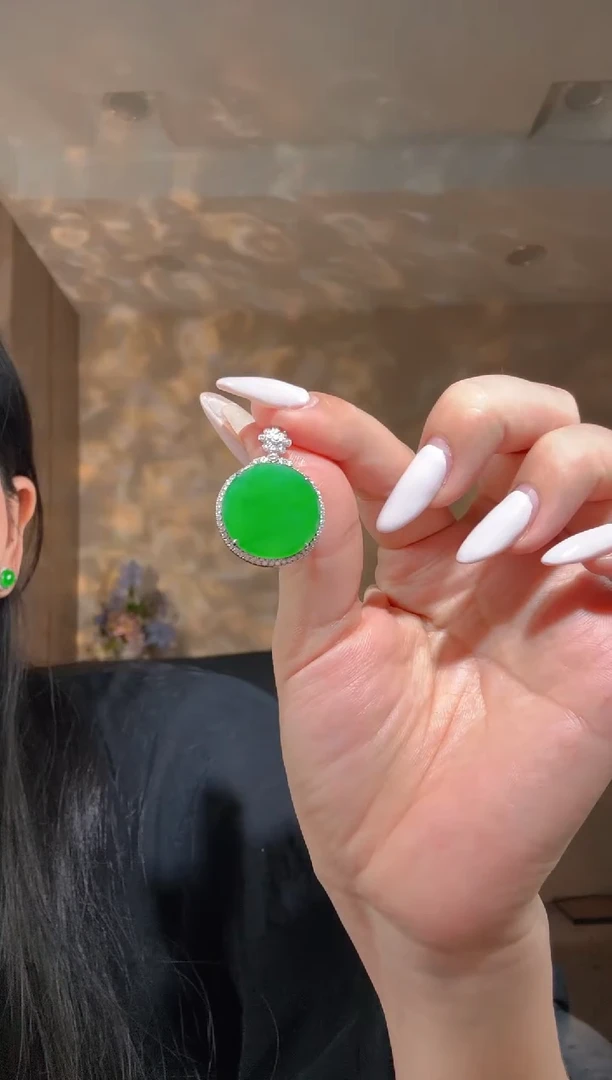 吊坠(不含链)未镶嵌翡翠a**I圆牌吊坠