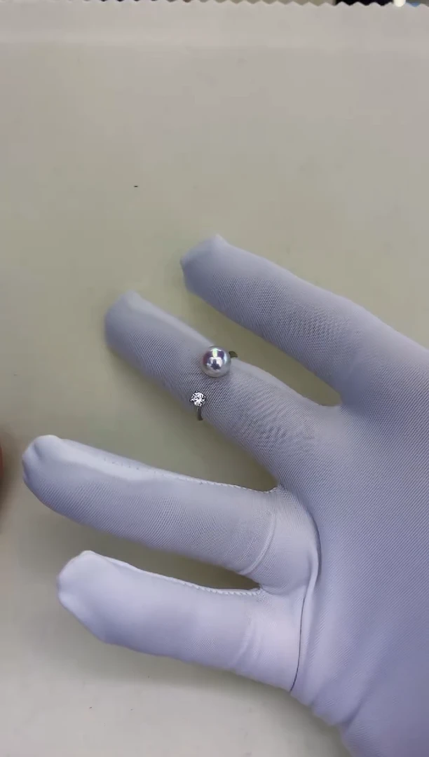 银S925镶嵌饰品海水珍珠设计款戒指