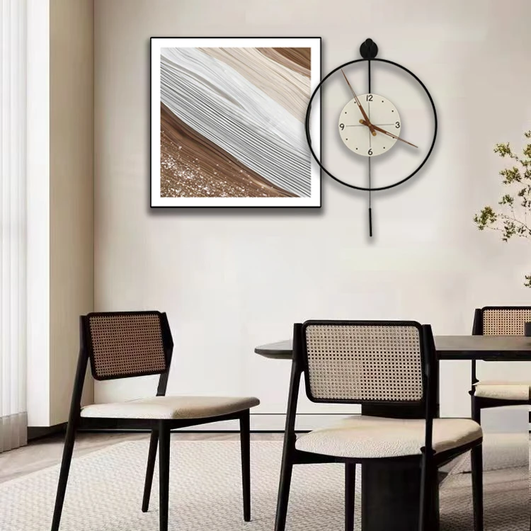 现代轻奢餐厅书房钟表挂画极简风挂画