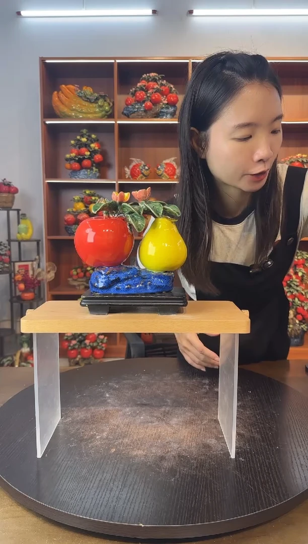 陶瓷有底座苹果柚子摆件