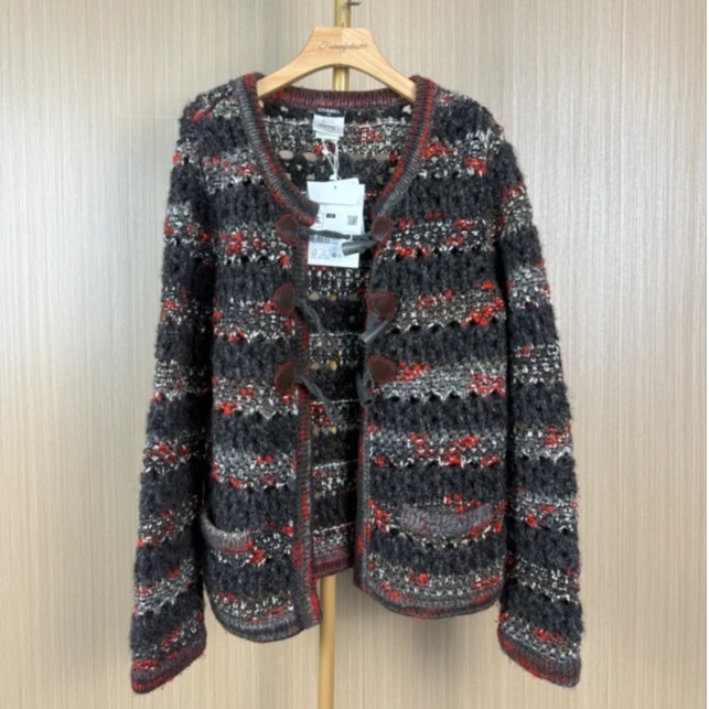 99新 Chanel/香奈儿 编织牛角扣开衫外套 38  12期免息 17357758