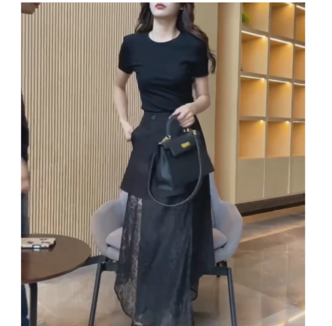 2025夏季新款网红同款洋气减龄韩版爆款打底衫半身裙爆款xk