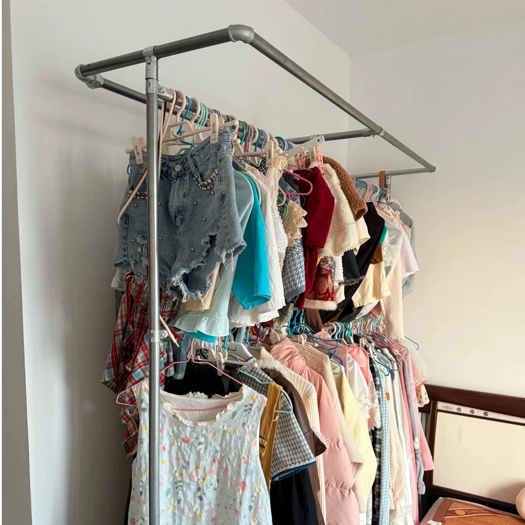 钢管衣帽架简易衣柜子衣橱晾衣架挂衣架特厚落地式衣服架家用租房