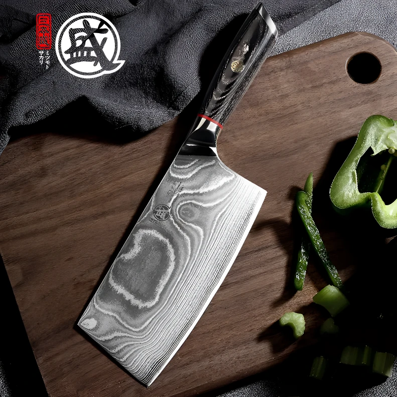 三本盛日本进口AUS-10菜刀酒店家用刀具两用厨师锋利切丝切片刀