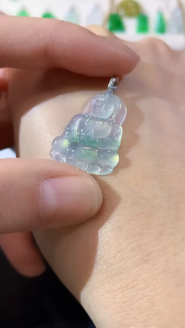 吊坠(不含链)18K金镶嵌翡翠A24 多样性发货一件