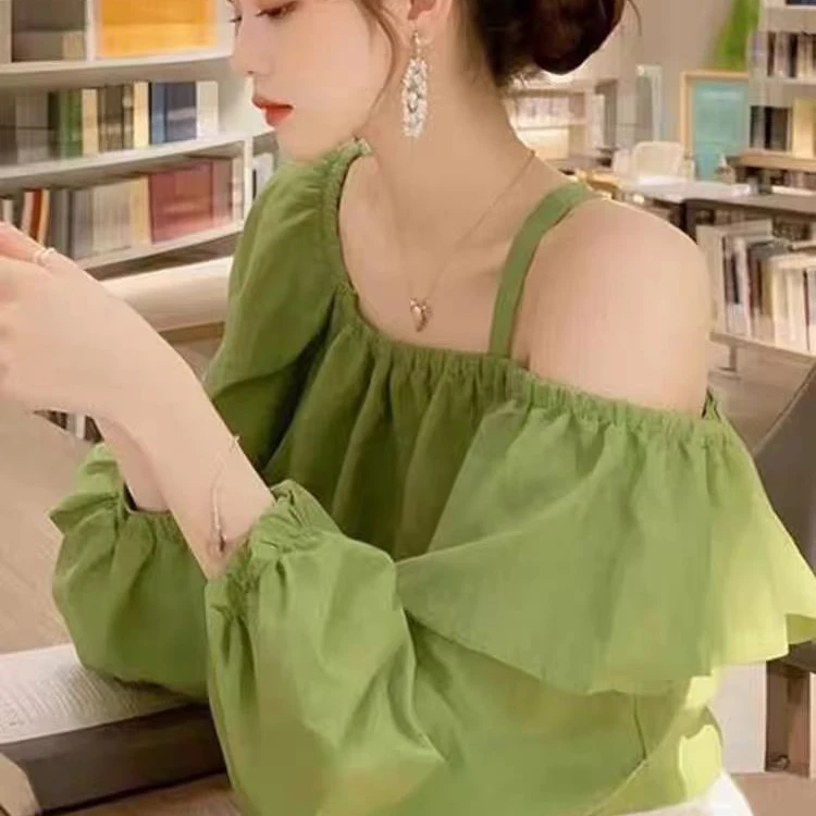 超好看减龄衬衫独特漂亮女装气质露肩上衣夏季小众穿搭2025年新款