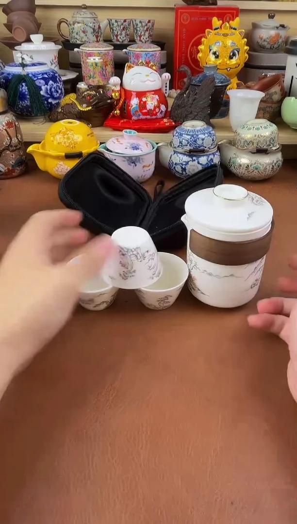 陶瓷茶具摆件旅行套组