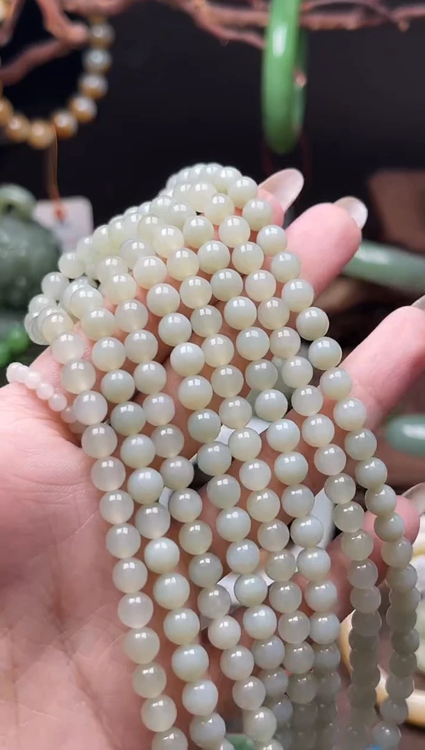 和田玉未镶嵌项链108卡6且末迪克兰 珠链多样性发一