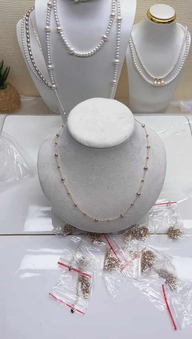 未镶嵌项链淡水珍珠紫色满天星