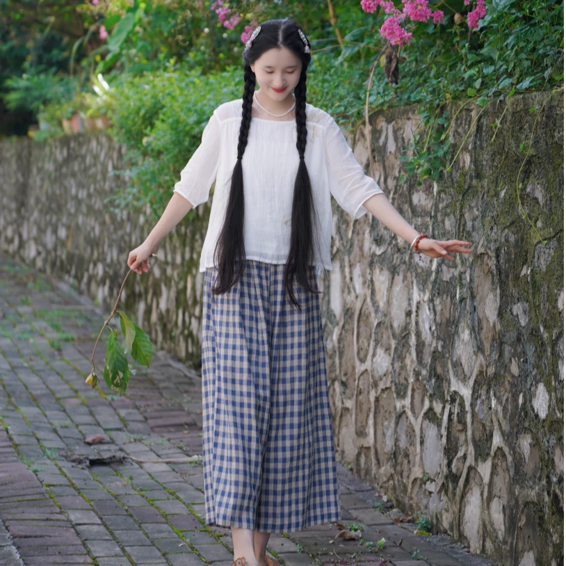 《格子裤》  色织亚麻裤子/上新福利