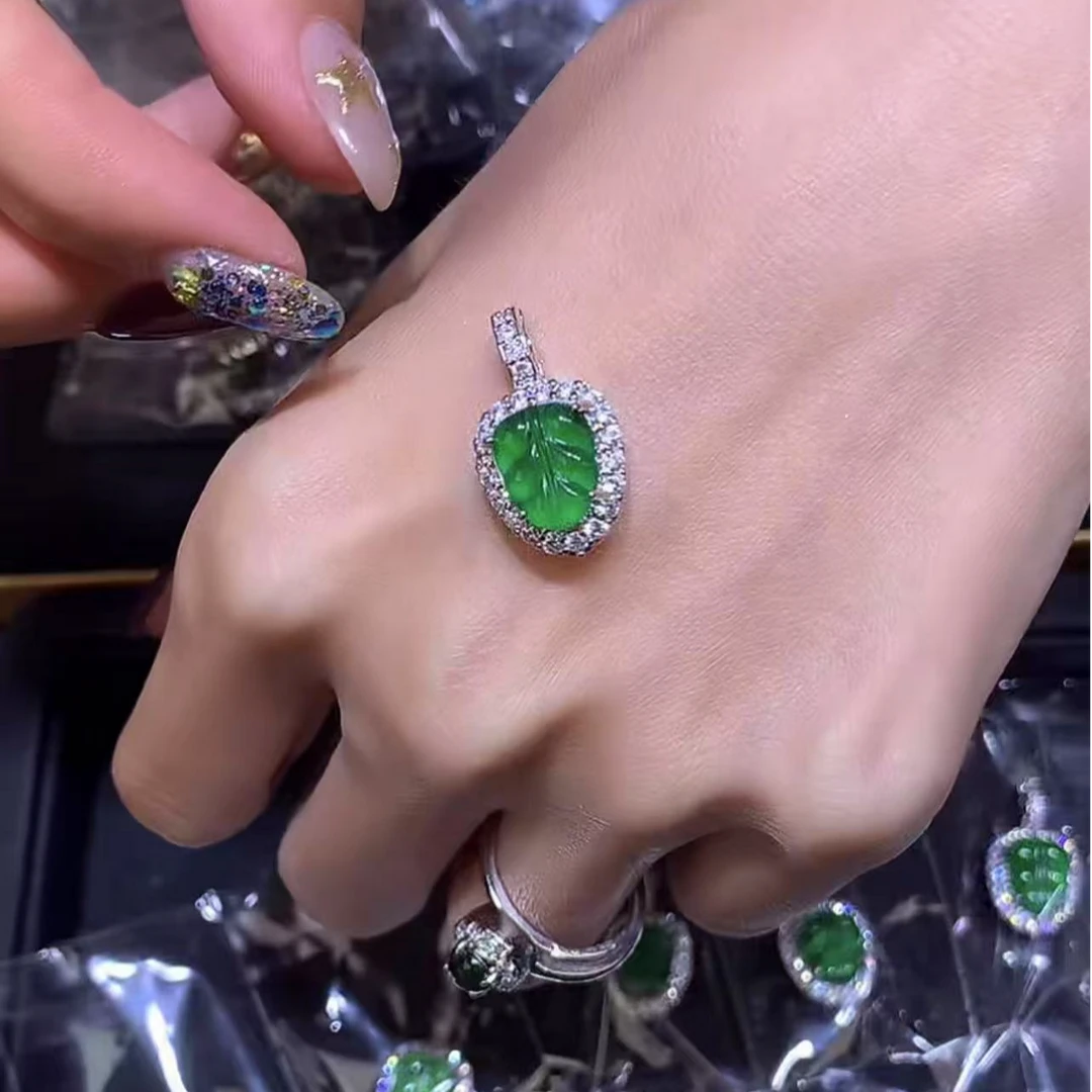 【逍遥】天然A货翡翠叶子吊坠*9988/002/多样性发/1件