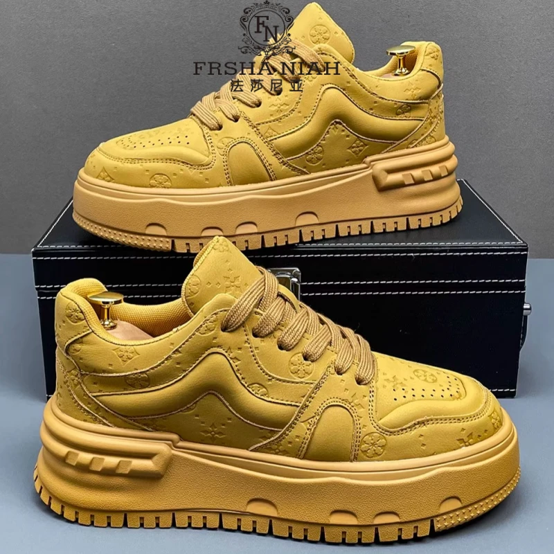 法莎尼亚男鞋春季厚底小白鞋隐形内增高男士休闲板鞋百搭运动鞋子