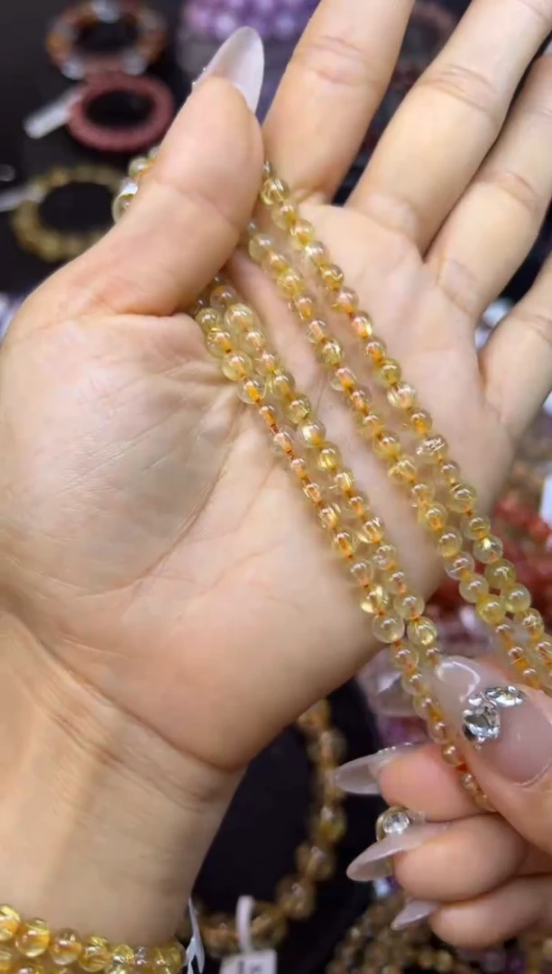 未镶嵌手串水晶金发晶三圈5.2mm